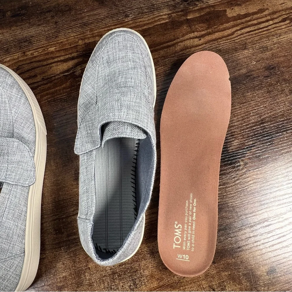 TOMS Altair Shoes Casual Slip On Gray Adjustable Strap Canvas Women's 10